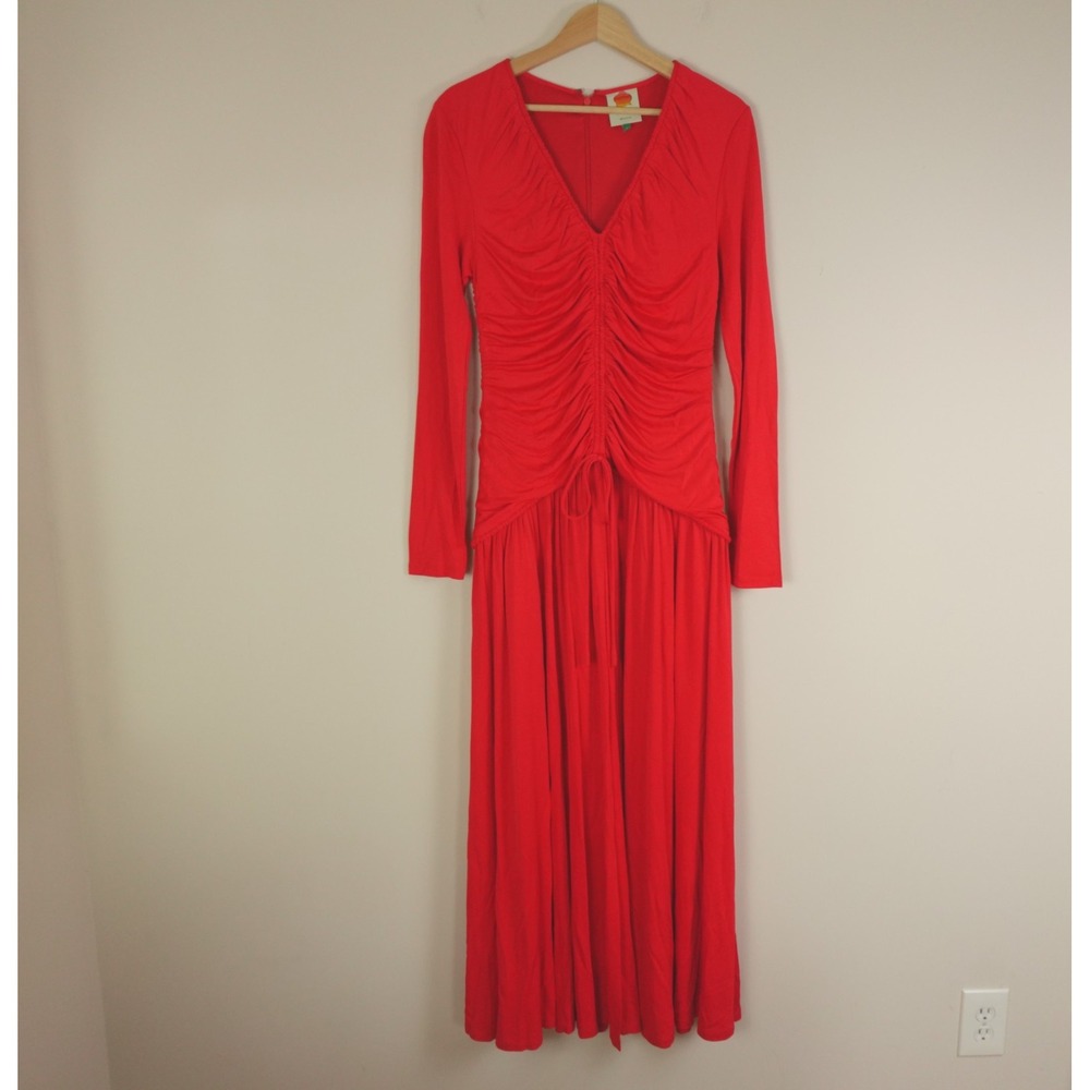 Farm Rio Dress V Neck Ruched Maxi - Picture 4 of 15